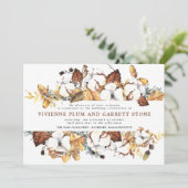 Invitation Mariage de automne Floral blanc et Feuille or (Debout devant)