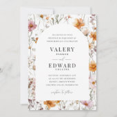 Invitation Mariage de automne floral Boho Elegant Fleurs sauv (Devant)