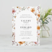 Invitation Mariage de automne floral Boho Elegant Fleurs sauv (Debout devant)