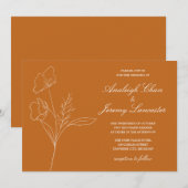 Invitation Mariage de automne floral croisé (Devant / Derrière)