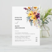 Invitation Mariage de automne floral d'aquarelle moderne (Debout devant)
