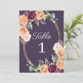 Invitation Mariage de automne floral de Pêche violette Numéro (Debout devant)