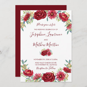 Invitation Mariage de automne floral d'Eucalyptus de Bourgogn