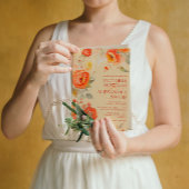 Invitation Mariage de automne Floral Orange Brûlé