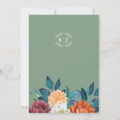 Invitation Mariage de automne floral vert Sage moderne (Dos)