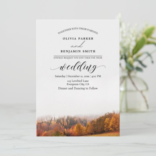 Invitation Mariage de automne forestier d'automne (Debout devant)
