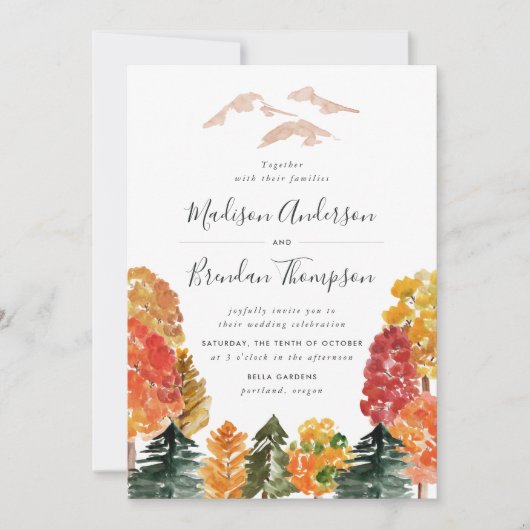 Invitation Mariage de automne forestier rustique d'automne (Devant)