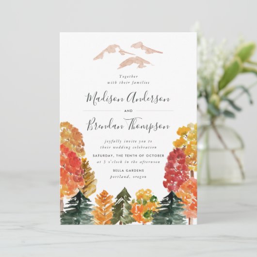 Invitation Mariage de automne forestier rustique d'automne (Debout devant)