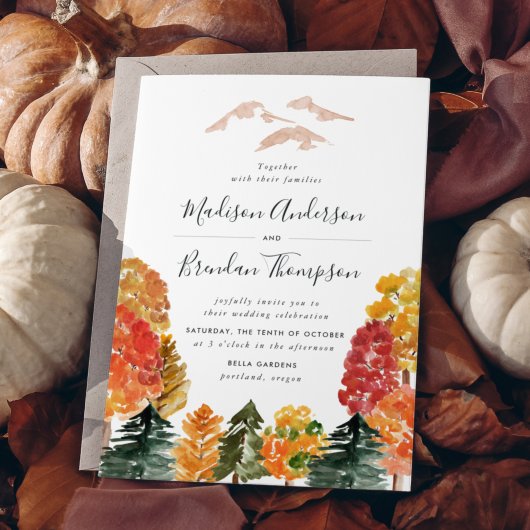 Invitation Mariage de automne forestier rustique d'automne
