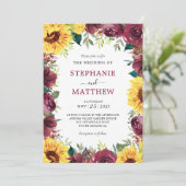 Invitation Mariage de automne frontalier Rose Sunflower Bourg (Debout devant)