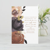 Invitation Mariage de automne Gras Fleurs de Glam Moderne Flo (Debout devant)