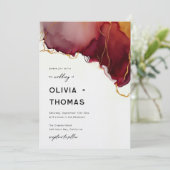 Invitation Mariage de automne moderne Burgundy Orange Or élég (Debout devant)