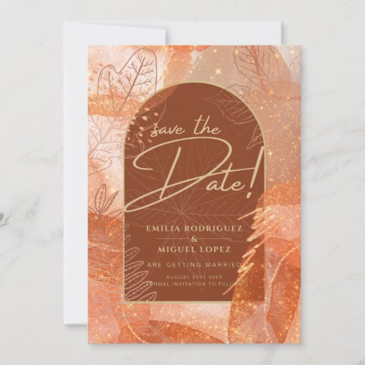 Invitation Mariage de automne moderne en terre cuite Enregist (Devant)