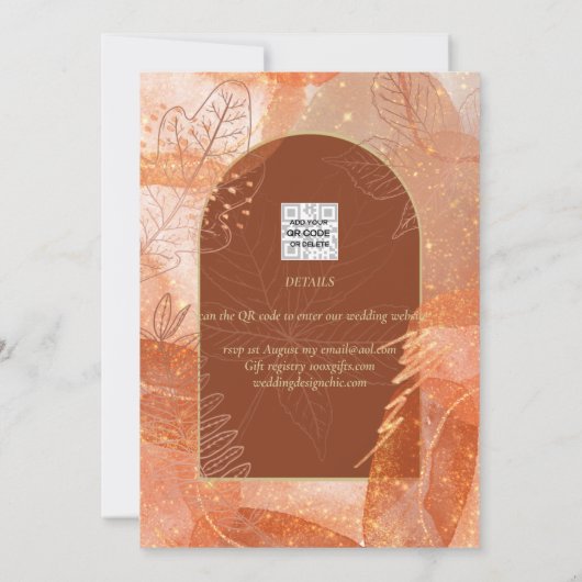 Invitation Mariage de automne moderne en terre cuite Enregist (Dos)