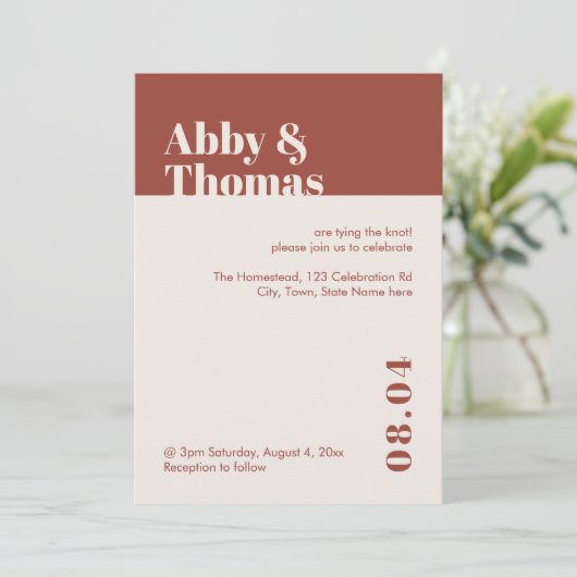 Invitation Mariage de automne Moderne Minimal Terracotta Invi (Debout devant)