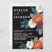 Invitation Mariage de automne moderne minimaliste noir (Devant)