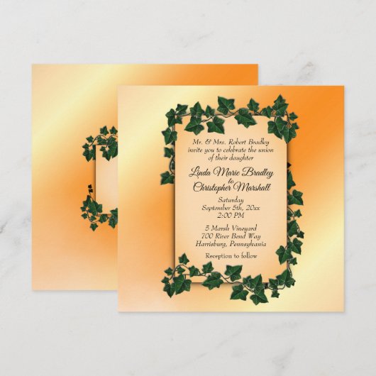 Invitation Mariage de automne orange (Devant / Derrière)