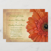 Invitation Mariage de automne Orange Gerbera Daisy (Devant / Derrière)