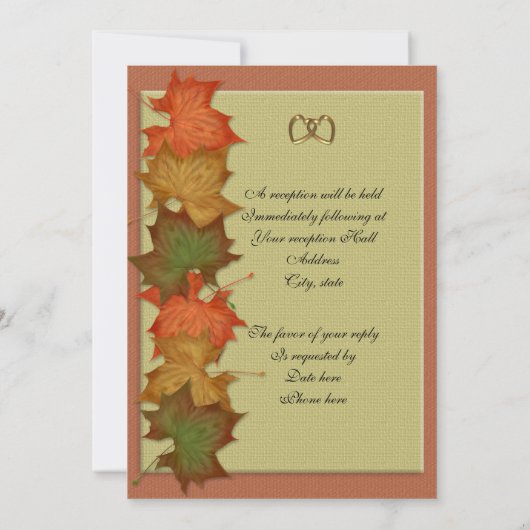 Invitation mariage de automne ou fête (Dos)