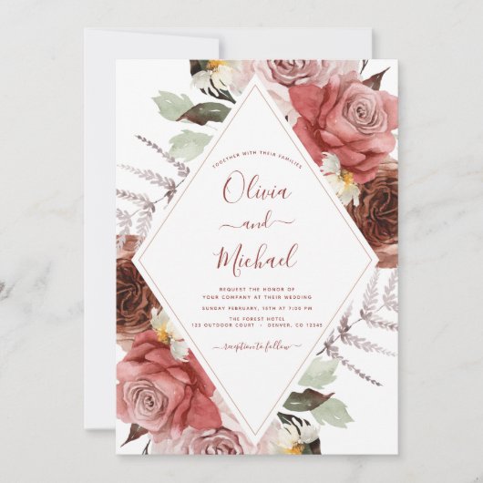 Invitation Mariage de automne Photo Floral Eucalyptus (Devant)