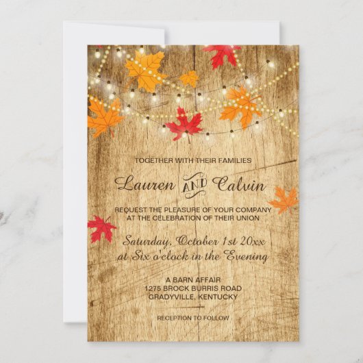 Invitation mariage de automne pour un mariage rust (Devant)