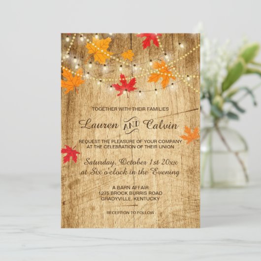 Invitation mariage de automne pour un mariage rust (Debout devant)
