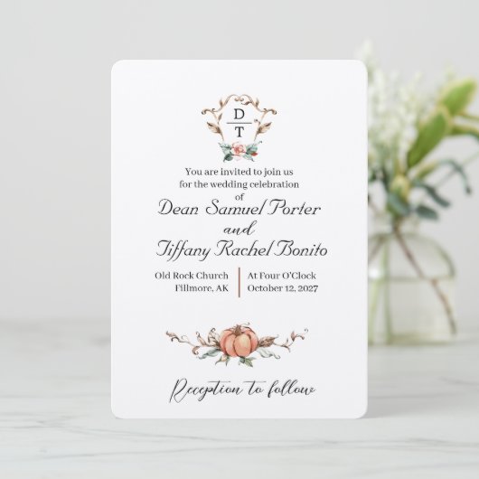 Invitation Mariage de automne romantique (Debout devant)
