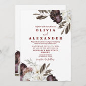 Invitation Mariage de automne Rose Boho Burgundy (Devant / Derrière)