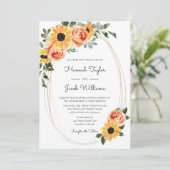 Invitation Mariage de automne Rose et tournesol (Debout devant)
