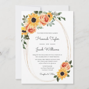 Invitation Mariage de automne Rose et tournesol