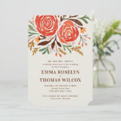 Invitation Mariage de automne Rose Red Watercolor (Debout devant)