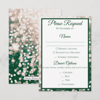 Invitation Mariage de automne RSVP - Champagne et Vert