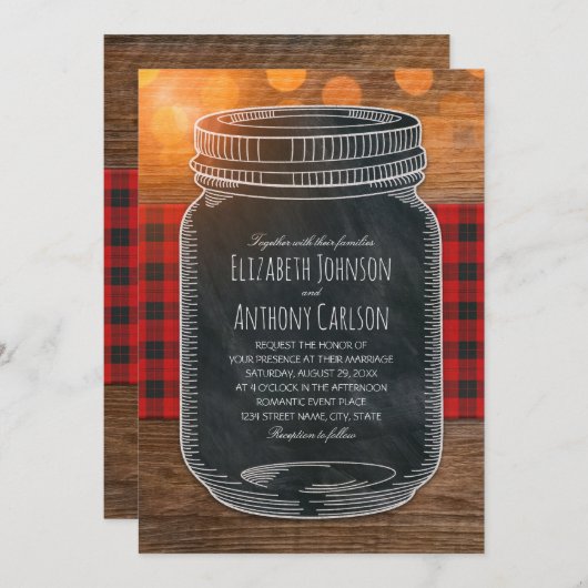 Invitation Mariage de automne russe Mason Jar (Devant / Derrière)
