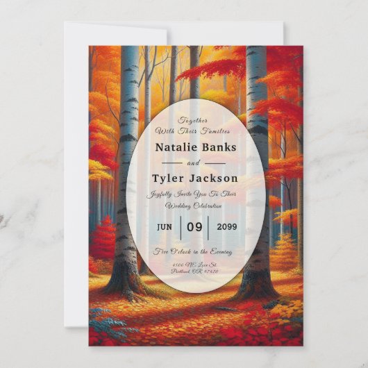 Invitation Mariage de automne Rustic Birch Tree (Devant)