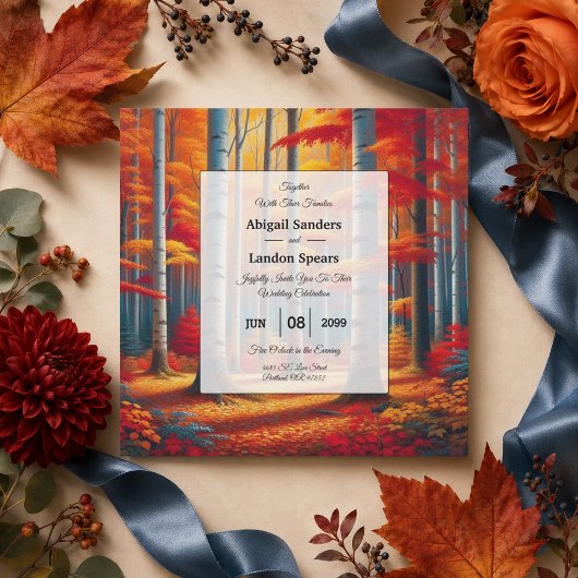 Invitation Mariage de automne Rustic Birch Tree