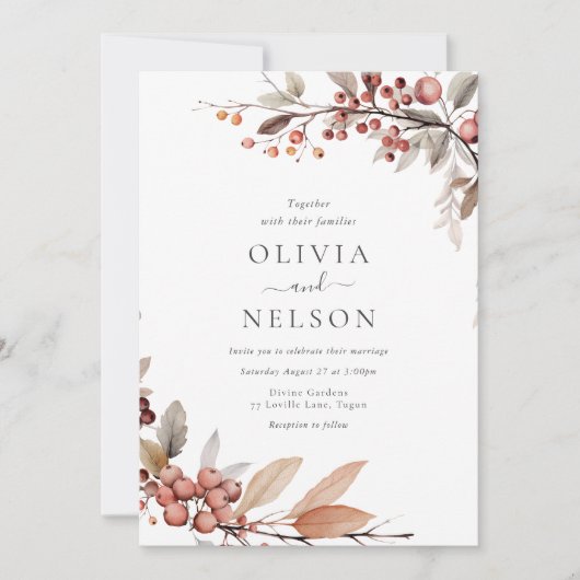 Invitation Mariage de automne rustique Boho (Devant)