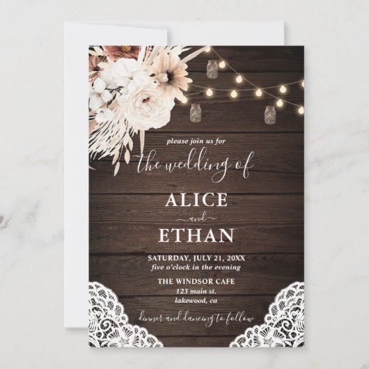 Invitation Mariage de automne Rustique Boho Boho (Devant)
