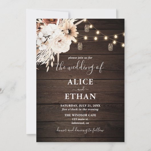 Invitation Mariage de automne Rustique Boho Boho (Devant)