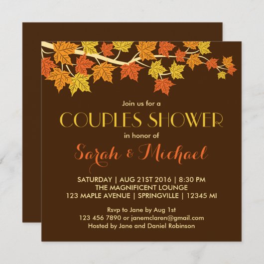 Invitation Mariage de automne Rustique Brown Maple (Devant / Derrière)