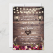 Invitation Mariage de automne Rustique Burugndy Fleurs & Lant (Devant)