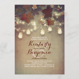 Invitation Mariage de automne rustique de feuille d'érable et