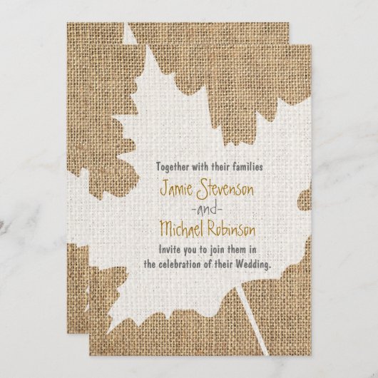 Invitation Mariage de automne rustique de la feuil (Devant / Derrière)