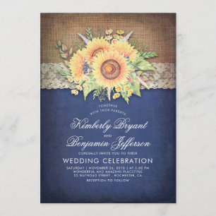 Invitation Mariage de automne rustique de la marine Burlap La