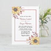 Invitation Mariage de automne rustique de tournesol floral (Debout devant)