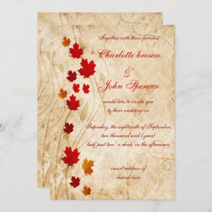 Invitation Mariage de automne rustique feuille Maple