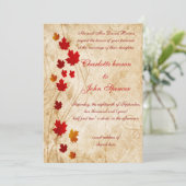 Invitation Mariage de automne rustique feuille Maple (Debout devant)