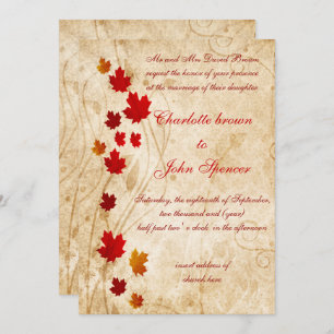 Invitation Mariage de automne rustique feuille Maple