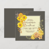 Invitation Mariage de automne rustique Jaune Roses sauvages,  (Devant / Derrière)