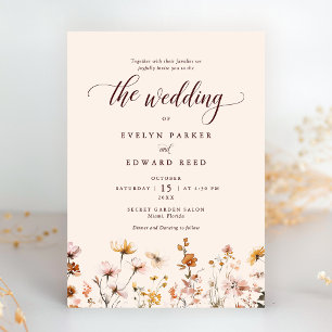 Invitation Mariage de automne simple Floral