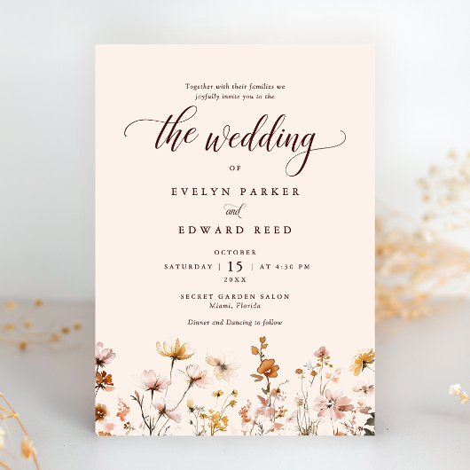 Invitation Mariage de automne simple Floral